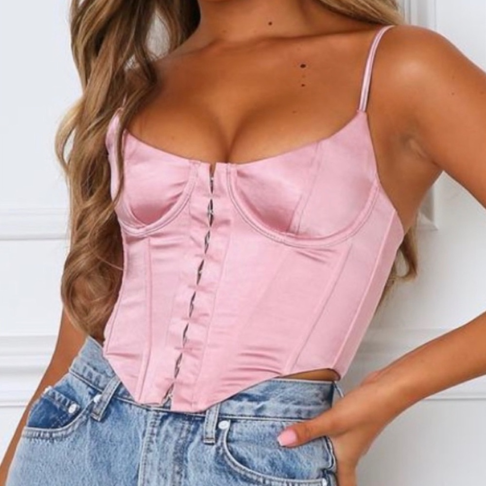 •SOLD• Baby pink satin bustier